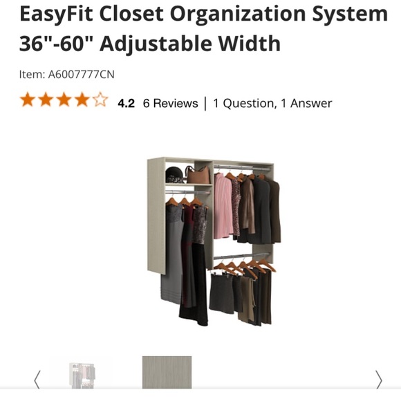 EasyFit Closet Organization System 36"-60" Adjustable Width - Picture 2 of 2